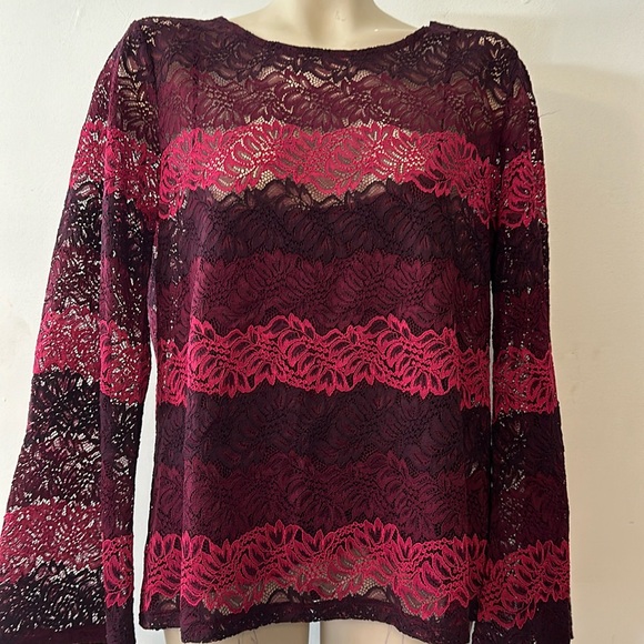 Banana Republic Tops - Banana Republic lace top burgundy/pink Large NWT